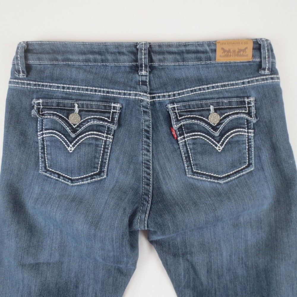 Levis Jeans Youth Girls 16 (30x30) Blue Boot Cut Flare Button Flap Pocket Denim